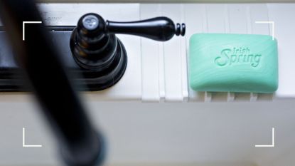 Irish Spring soap - bar of soap on sink ledge 