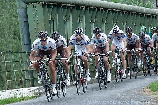 AG2R-La Mondiale at the front of the peloton in pursuit of the break.