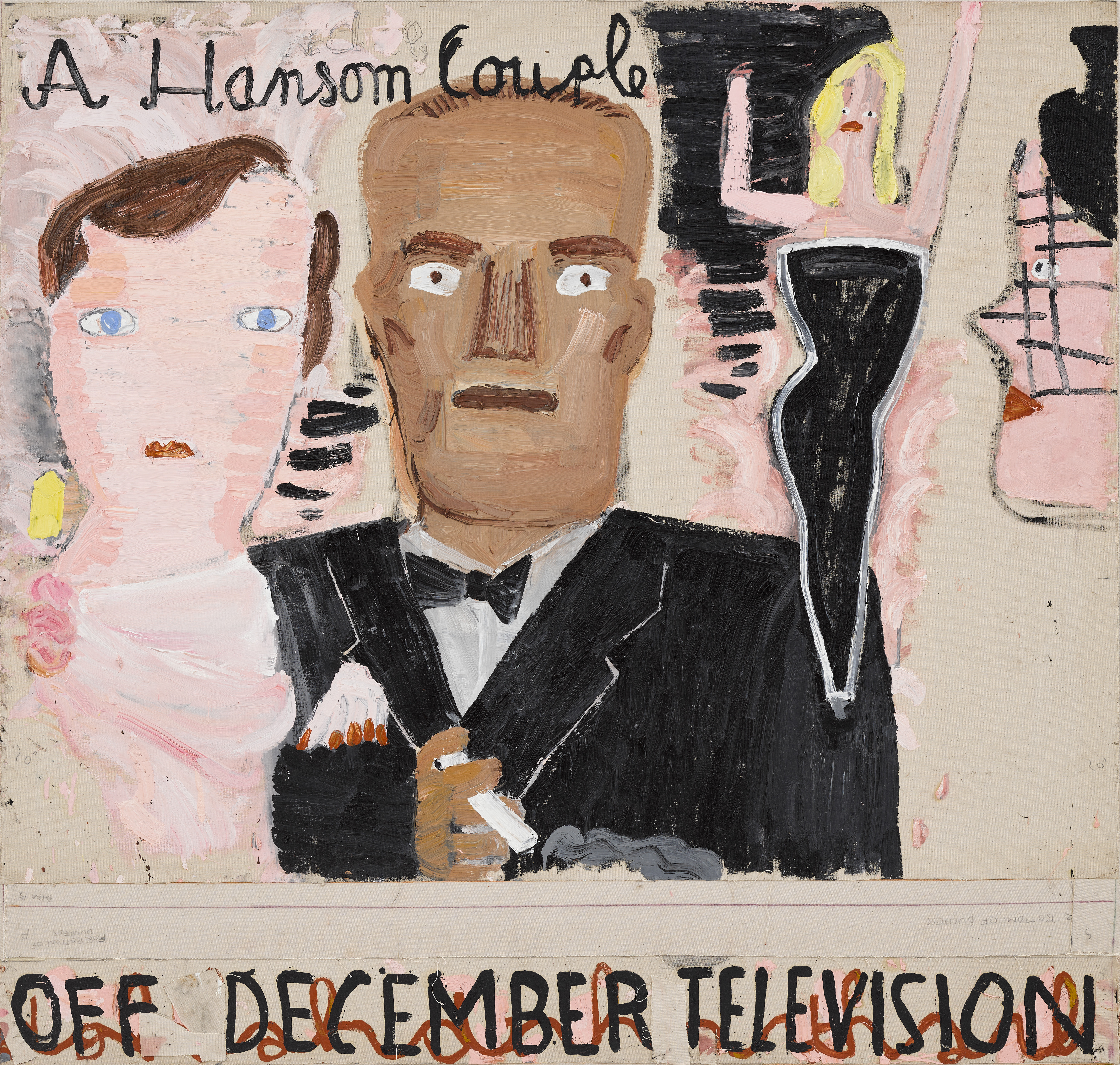 Rose Wylie painting of mixed-race couple