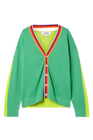 Christopher John Rogers Color-Block Cutout Wool-Blend Cardigan