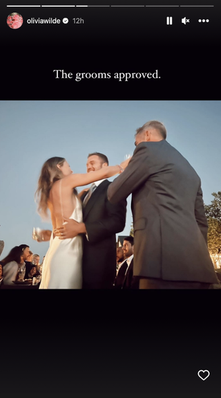 Olivia Wilde hugging grooms on her IG story