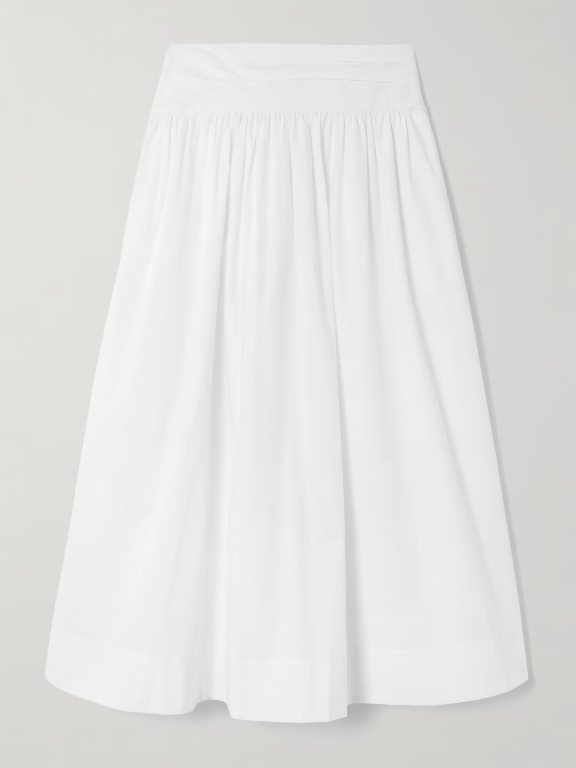 Posse, Rue pleated cotton-poplin midi skirt