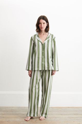 Classic Khaki Stripe Pyjama Set