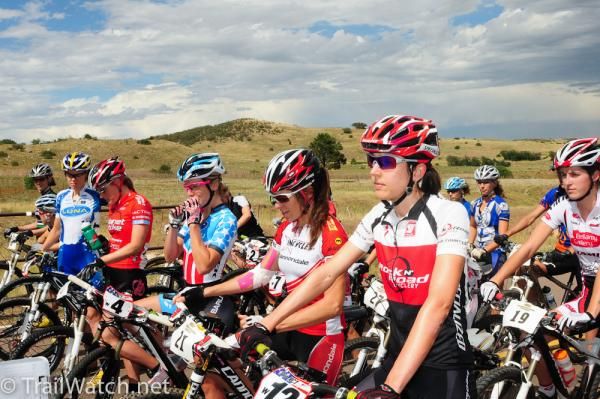 Women's cross country race start line at Cheyenne Mountain Park