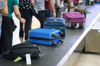 luggage on conveyor belt