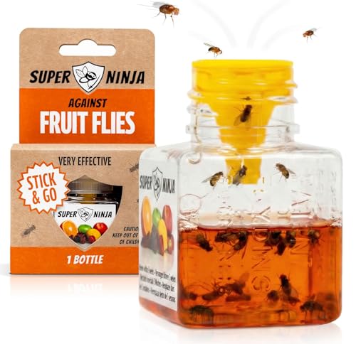 Super Ninja Fruit Fly Trap - 1 Pack, Highly Effective Fruit Fly Killer for Home &amp;amp; Kitchen, Up to 3 Weeks of Performance Per Bottle, Child &amp;amp; Pet Friendly