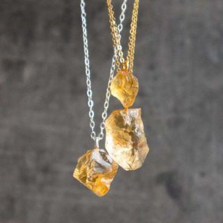 Raw citrine birthstone necklace.