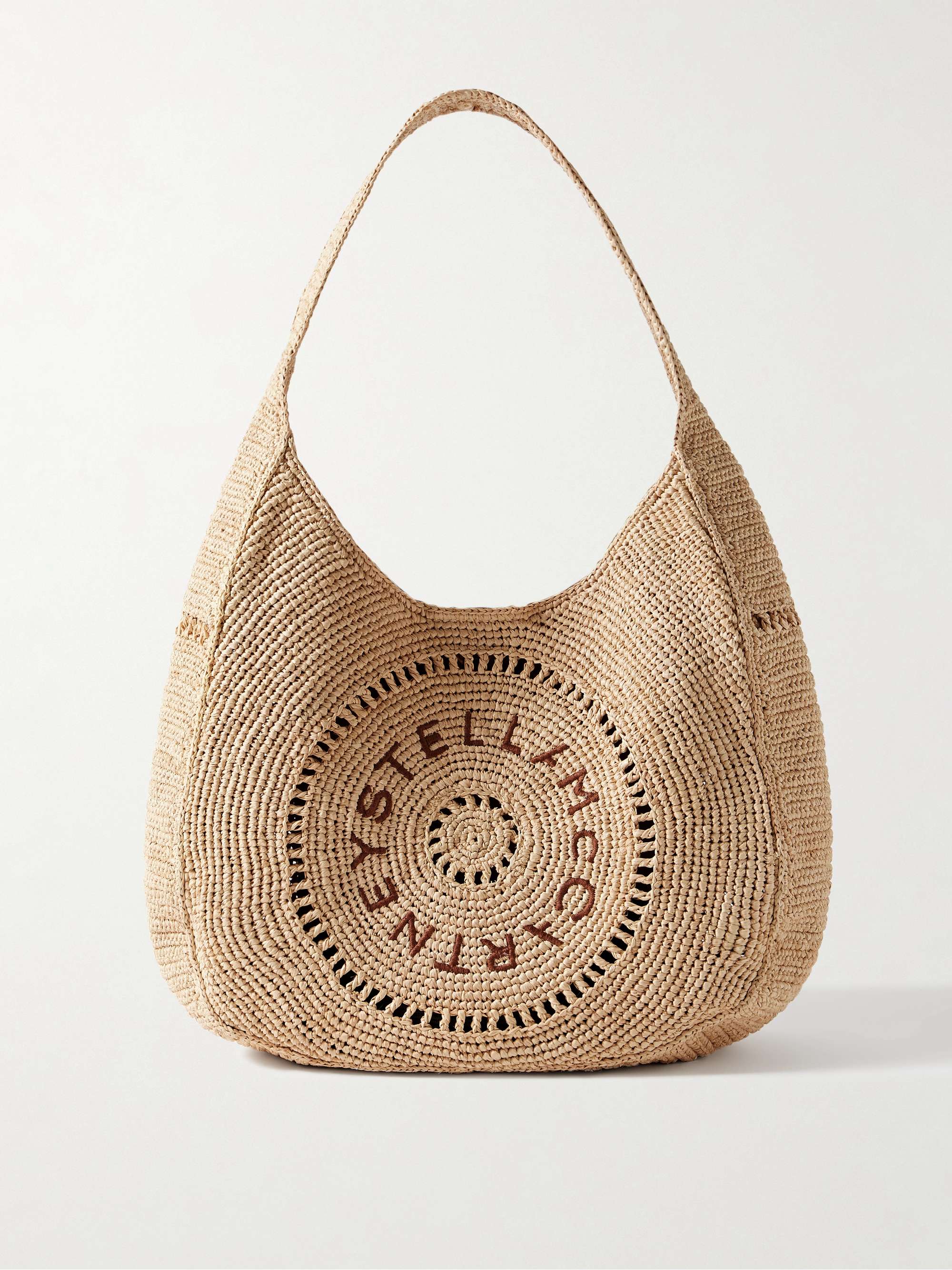 Embroidered Raffia Tote