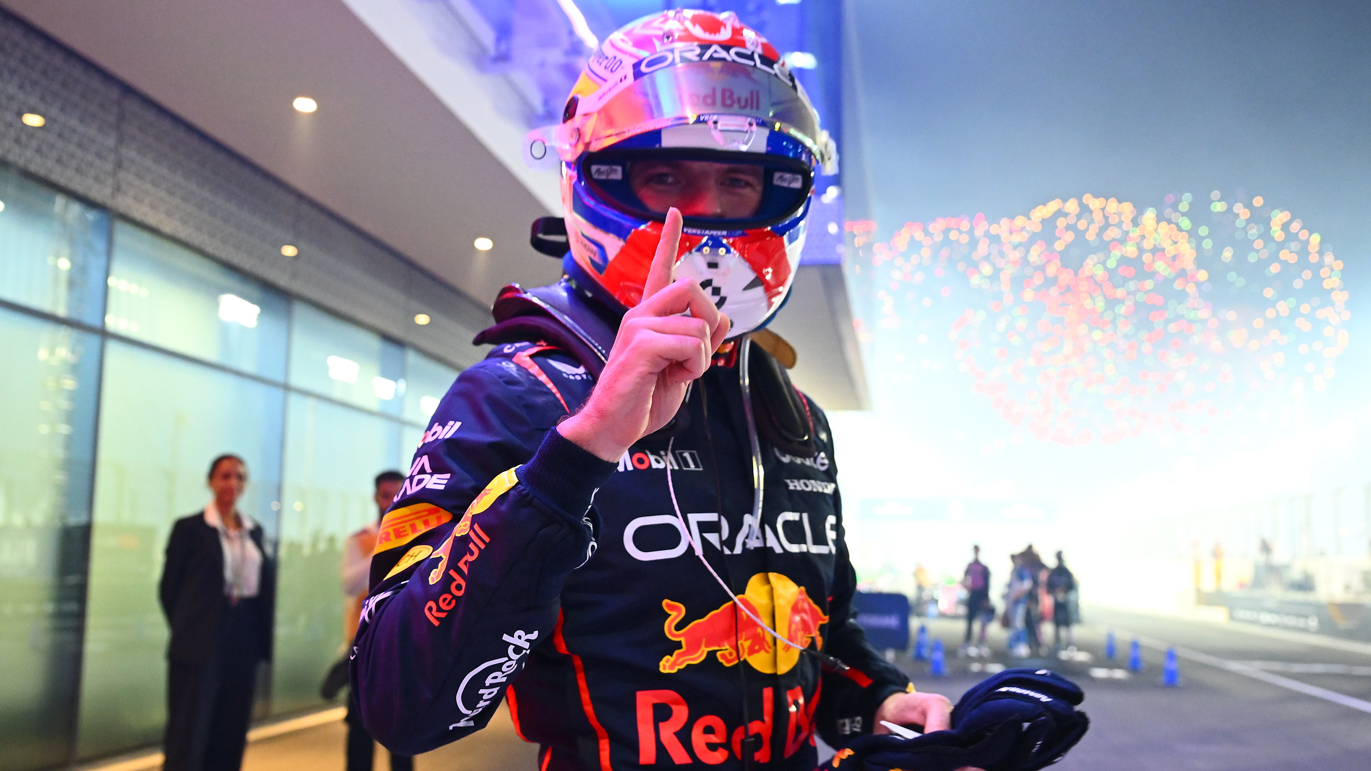 Race winner Max Verstappen of the Netherlands and Oracle Red Bull Racing celebrates on arrival in parc ferme during the F1 Grand Prix of Qatar at Lusail International Circuit on November 30, 2025 in Lusail City, Qatar.