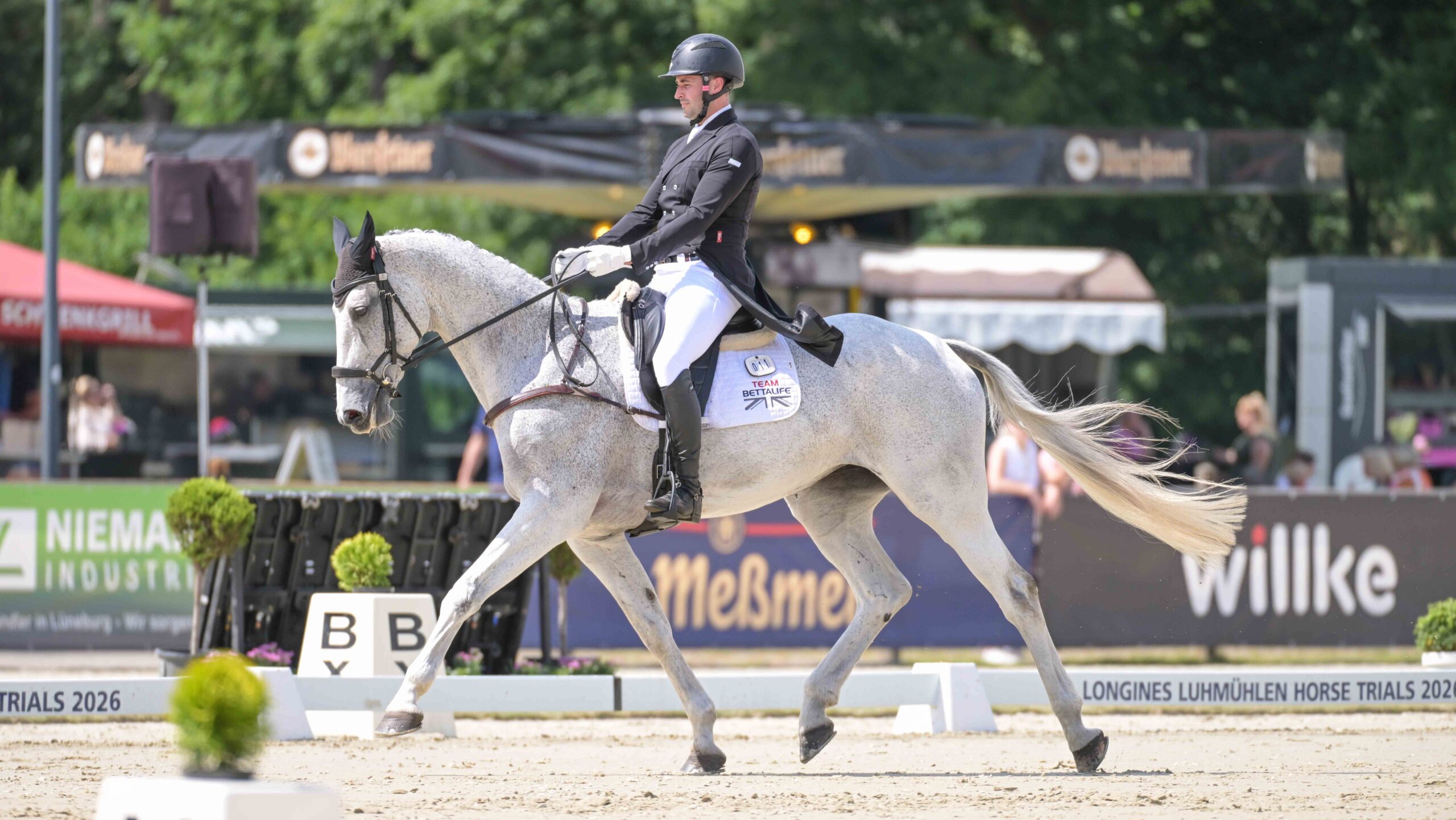 Pictured Britain's Stephen Heal and Hagonda, who are overnight third following the first day of the CCI5* Luhm&amp;uuml;hlen Horse Trials dressage.