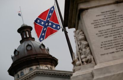 The Confederate flag over the South Carolina capitol building.