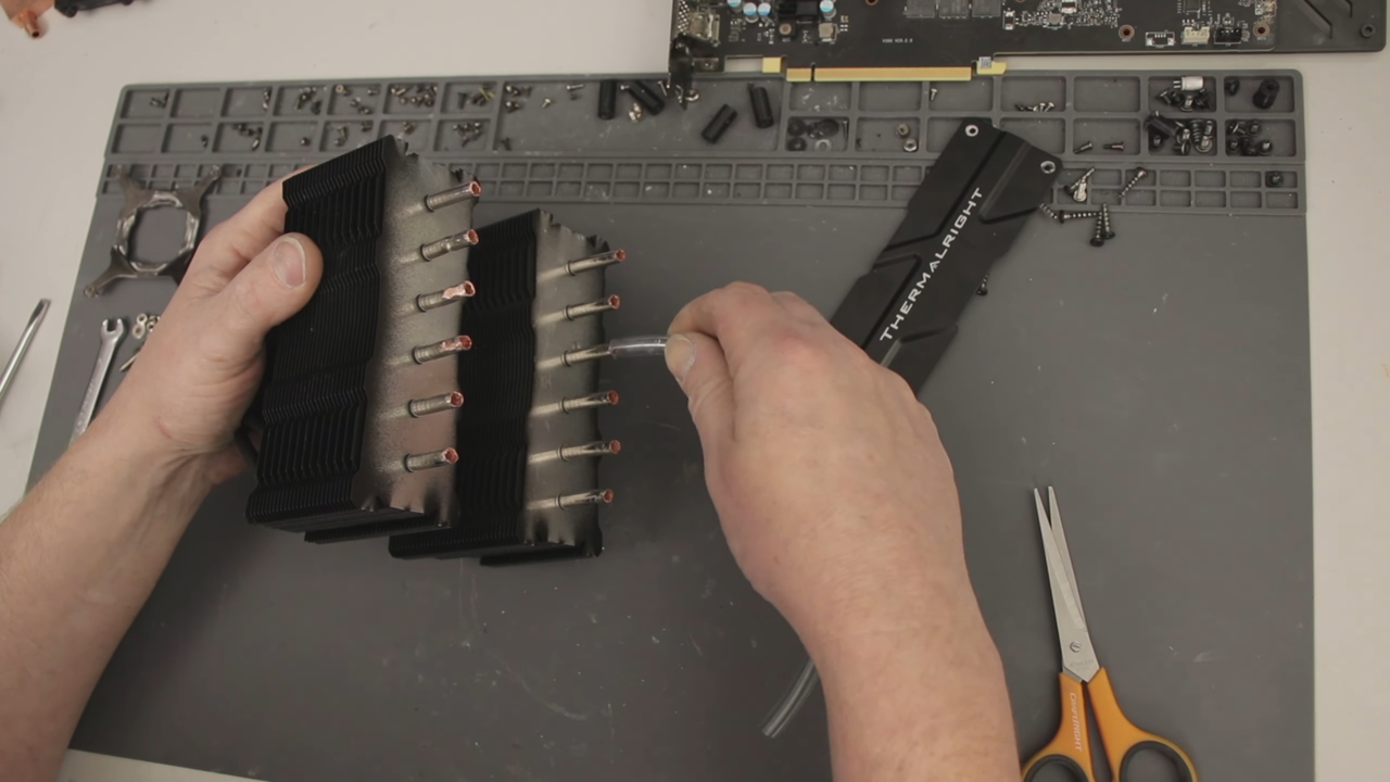 Connecting water tubes to the heatpipes of air cooler
