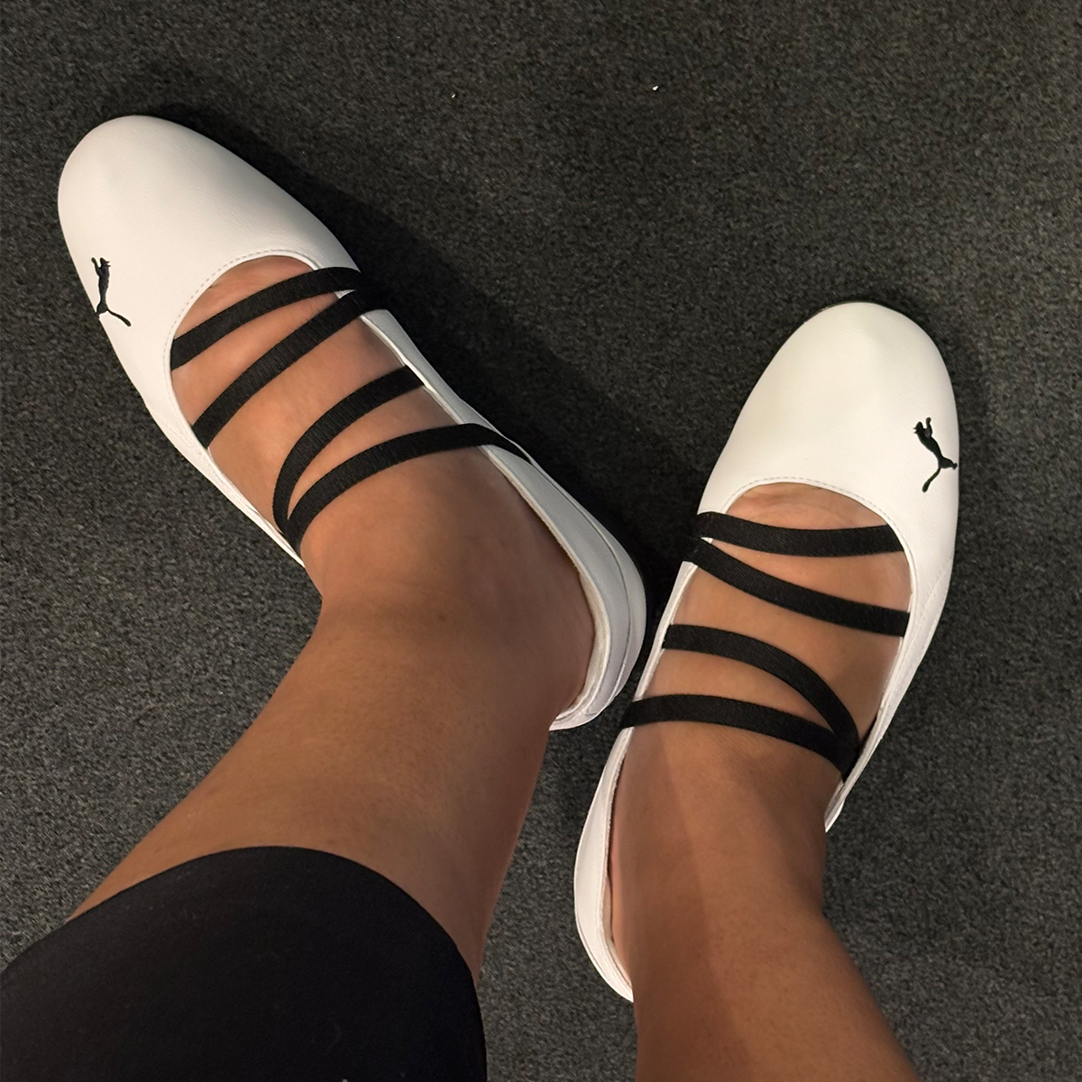 Editor Ana Escalante wearing Puma Sppeedcat ballet.