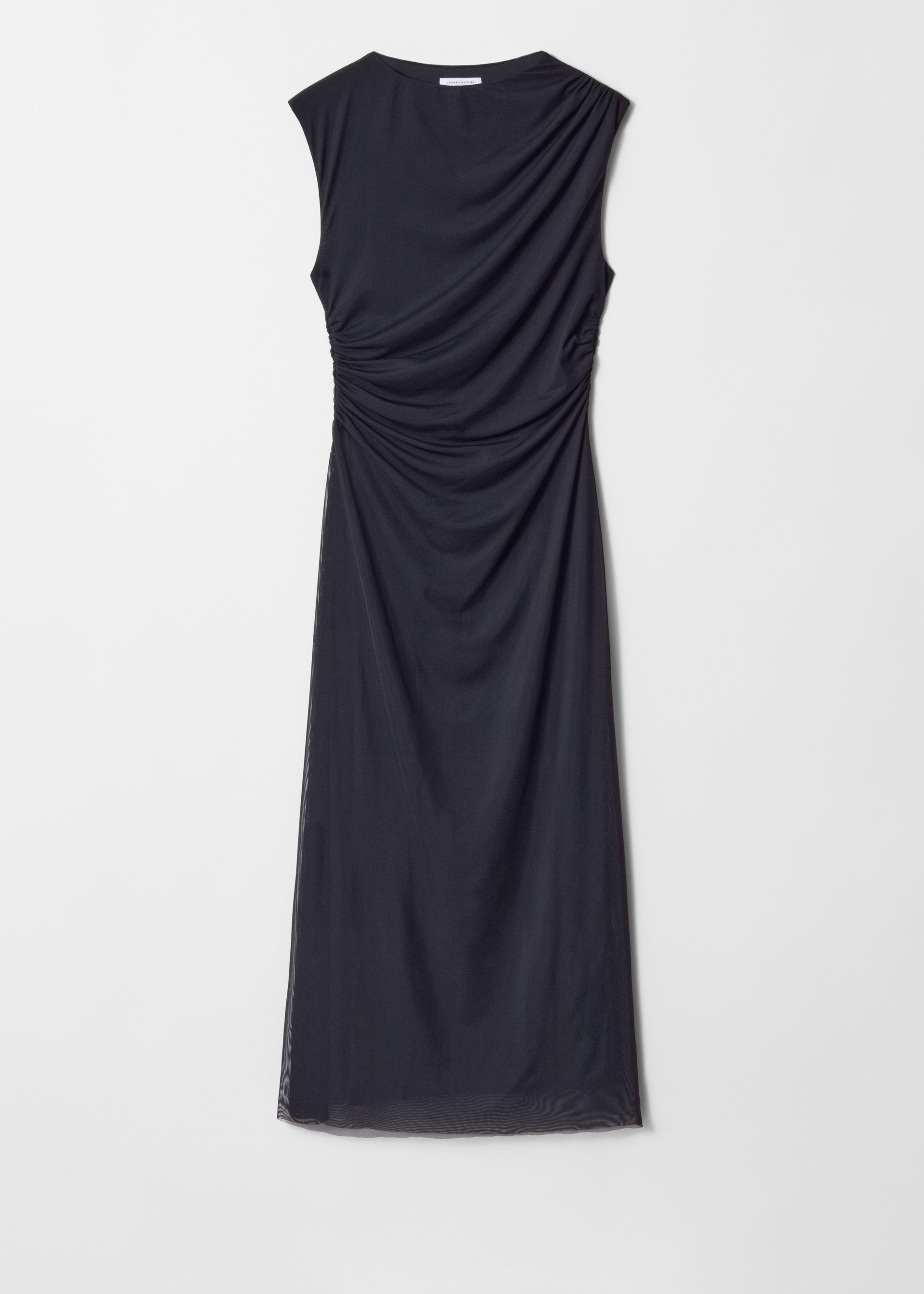 Draped Sleeveless Midi Dress