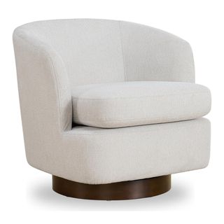 Swivel Accent Chair Modern Barrel Armchair with Wood Base