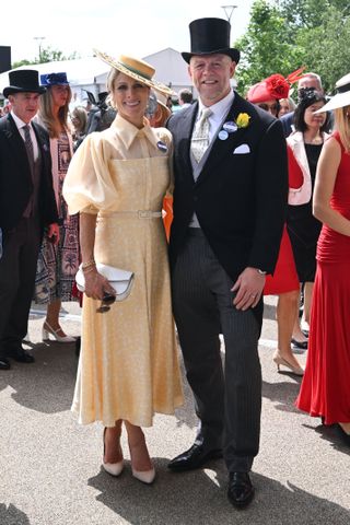 Zara Tindall wears a butter yellow dress and matching hat at Royal Ascot 2024.