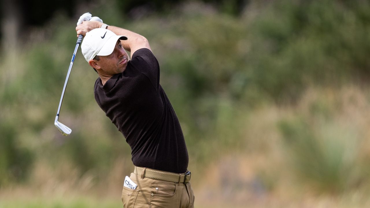 Rory McIlroy on the 10th fairway during day three of the Genesis Scottish Open.