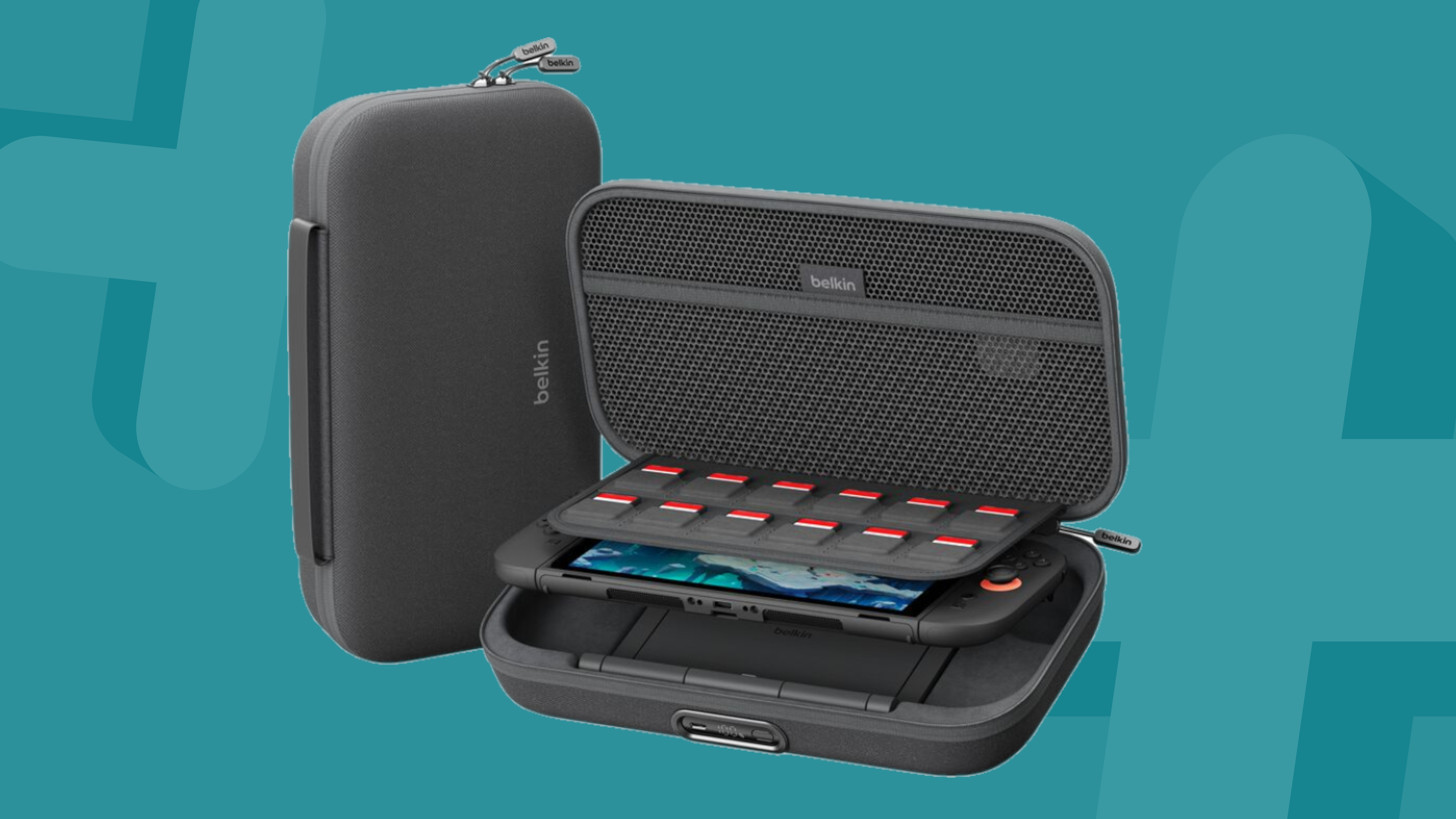 Belkin Charging Case Pro on a light blue background