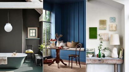 Three images of painted rooms 