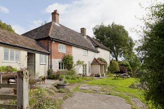 exterior of brick country cottage