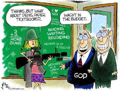 Political cartoon U.S. School schootings Congress gun reform