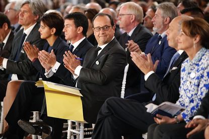 French President François Hollande at the start of the global climate change summit in Paris