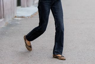 jeans and leopard print ballet flats