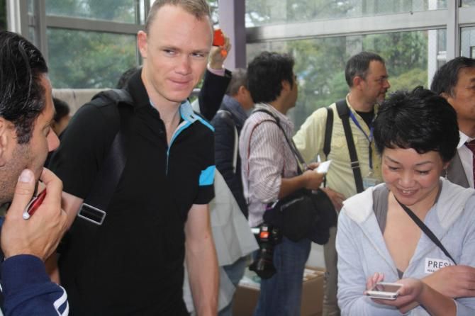 Chris Froome was the centre of attention as members of the Tour de France peloton gathered in Saitama.