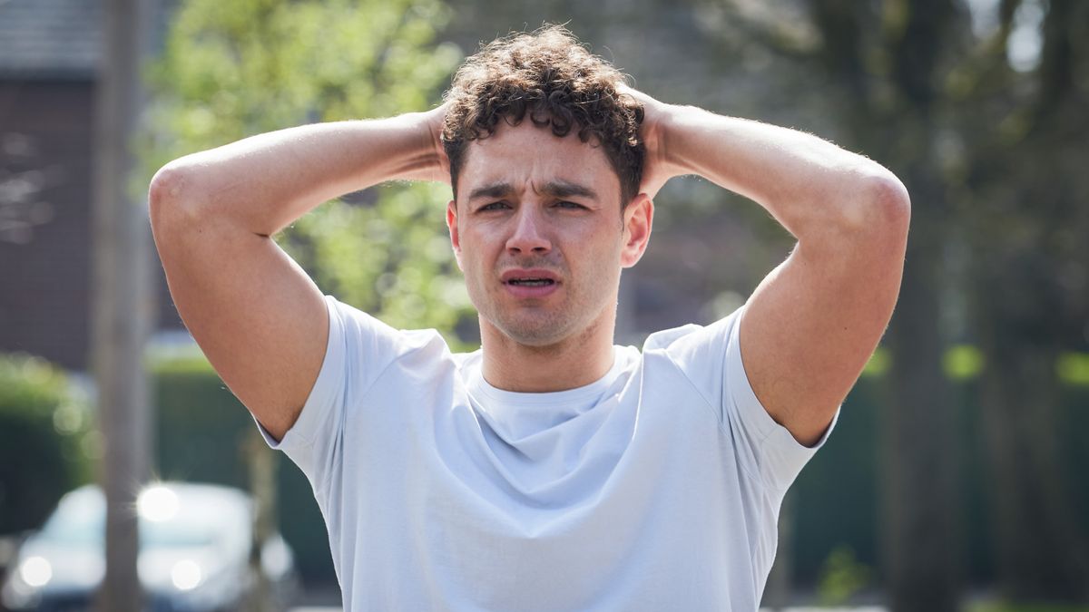Donte Charles (Adam Thomas) with his hands on his head in Waterloo Road season 11