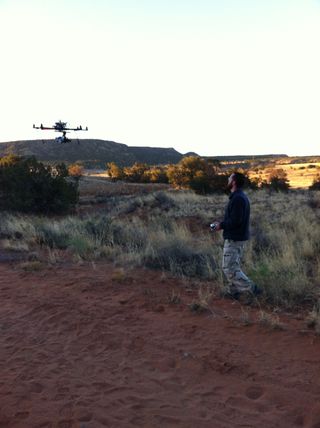 Archaeologists flew a drone over an ancient site called Blue J in northwestern New Mexico to obtain aerial thermal images of the site.