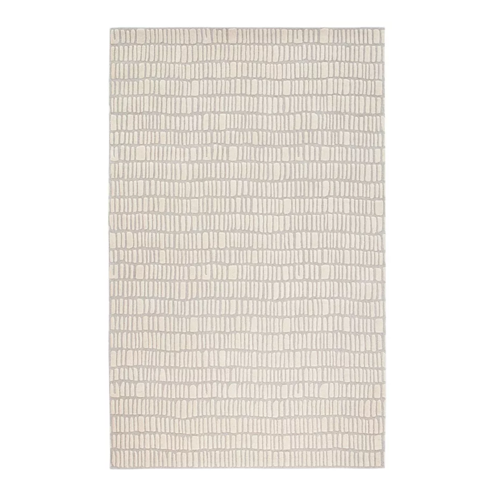 a white rug with textural details
