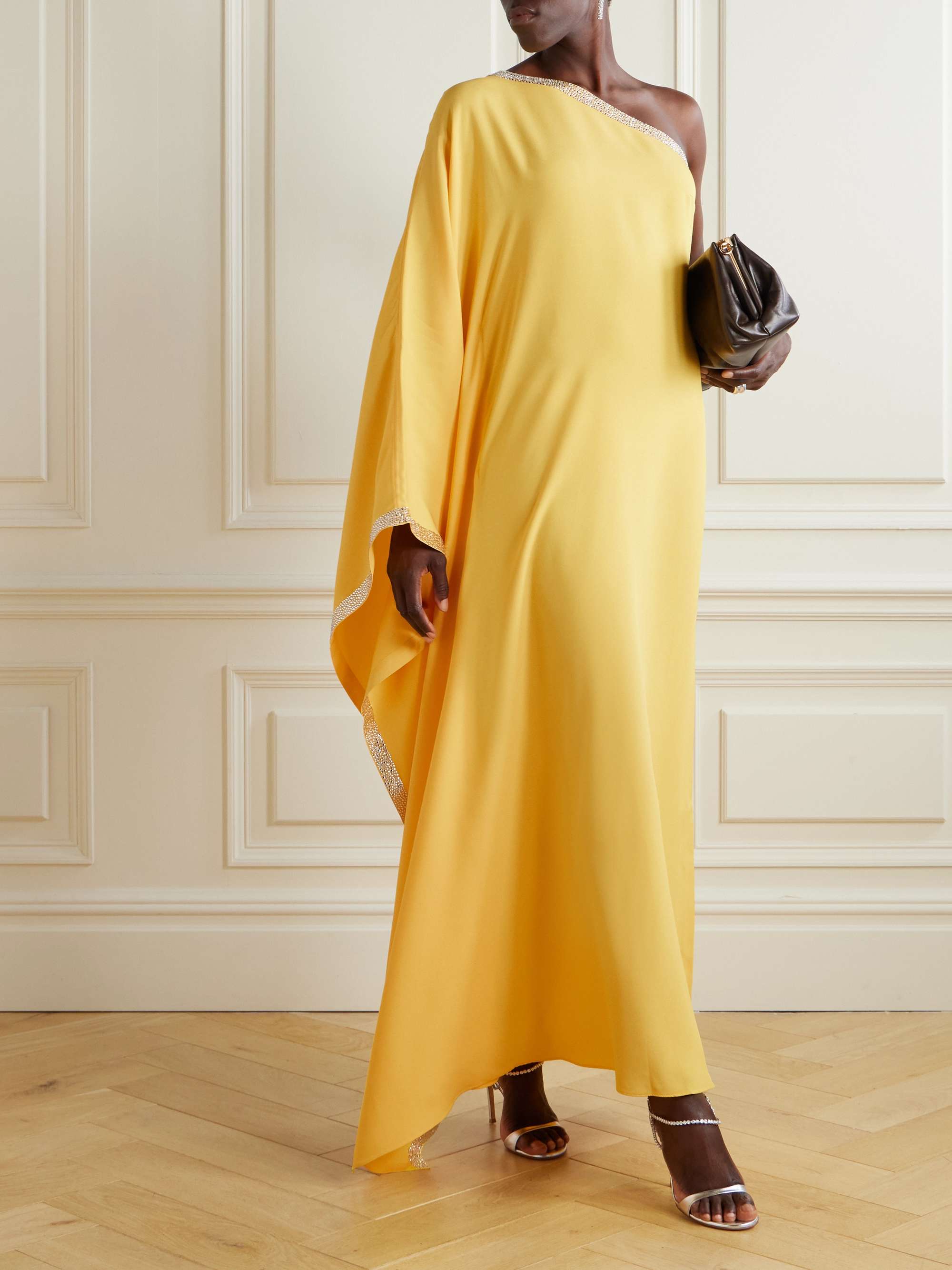 Betsy One-Shoulder Swarovski Crystal-Embellished Crepe Gown