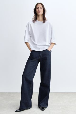 Zw Collection Wide-Leg Mid-Rise Jeans