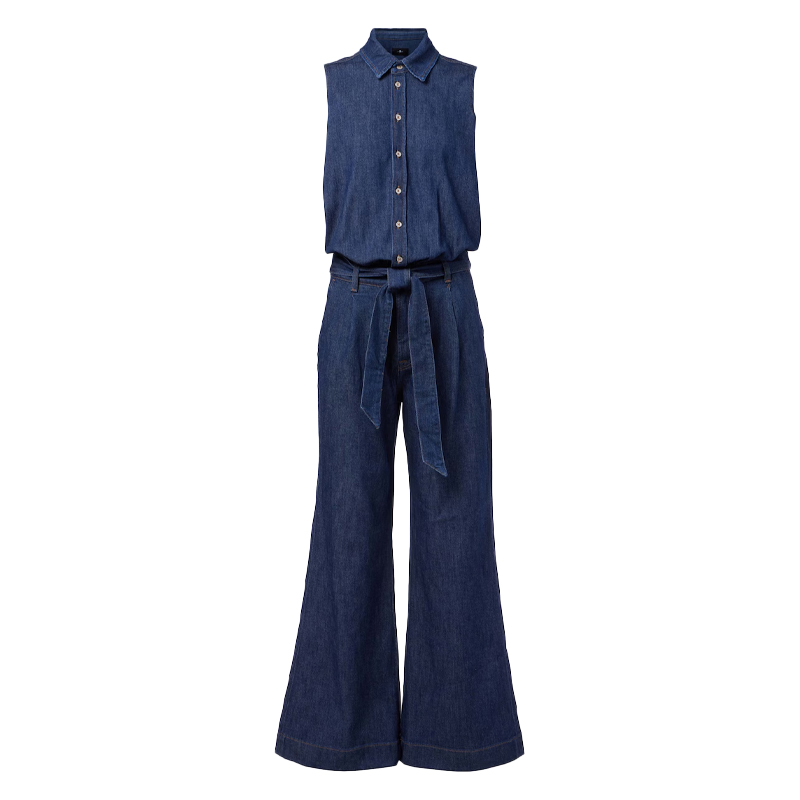 sleeveless denim jumpsuit, 7 for all mankind