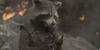 Rocket crying over Groot in Guardians 1