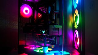 Cale's gaming PC with NVIDIA RTX GPU and RGB lighting in view