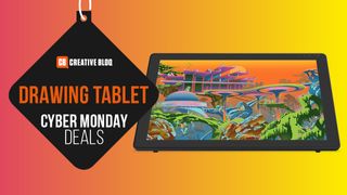 Drawing tablet deals on Cyber Monday - text with image of a drawing tablet