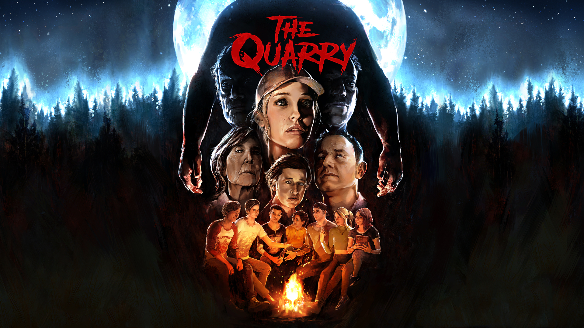 best horror games – the Quarry box art with the cast sitting around a campfire