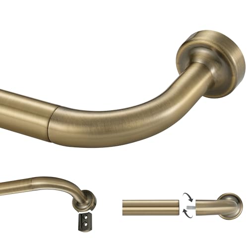 Lwiiom Antique Bronze Curtain Rod for Windows 28-120", Internal Splicing 1 Inch Diameter Disc, Adjustable Room Darkening Curtain With Aluminum Finials and Brackets, Wrap Around Design