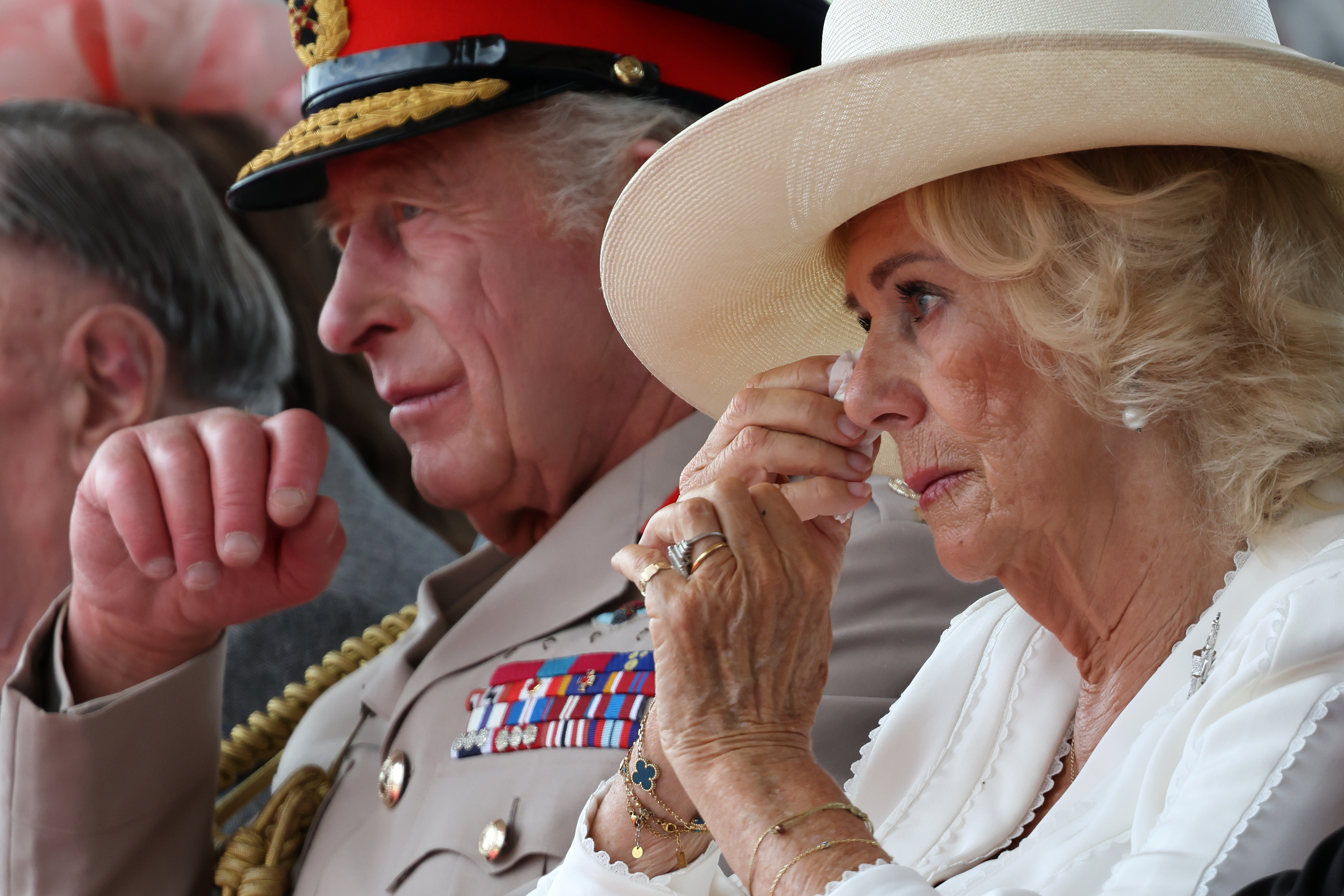 Queen Camilla cries at the 80th anniversary of VJ Day as husband King Charles is called brave