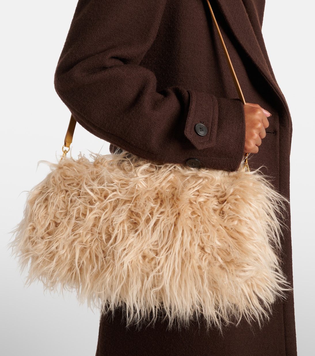 Faux Fur Clutch in Neutrals - Dries Van Noten