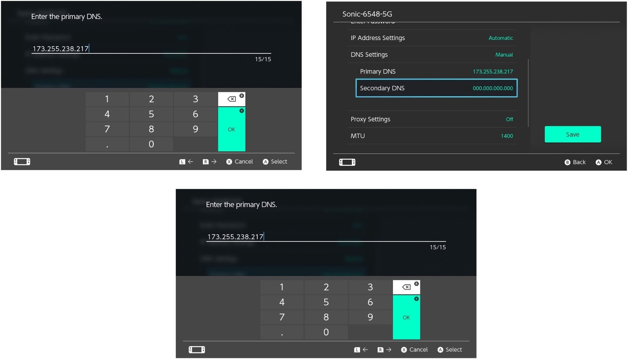 Enter the new DNS server and follow the same steps for the secondary DNS