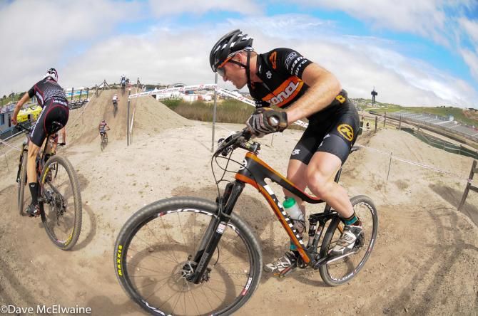 Kris Sneddon (Kona) riding some undulating man-made track
