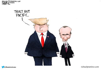 Political cartoon U.S. Trump Putin Helsinki summit