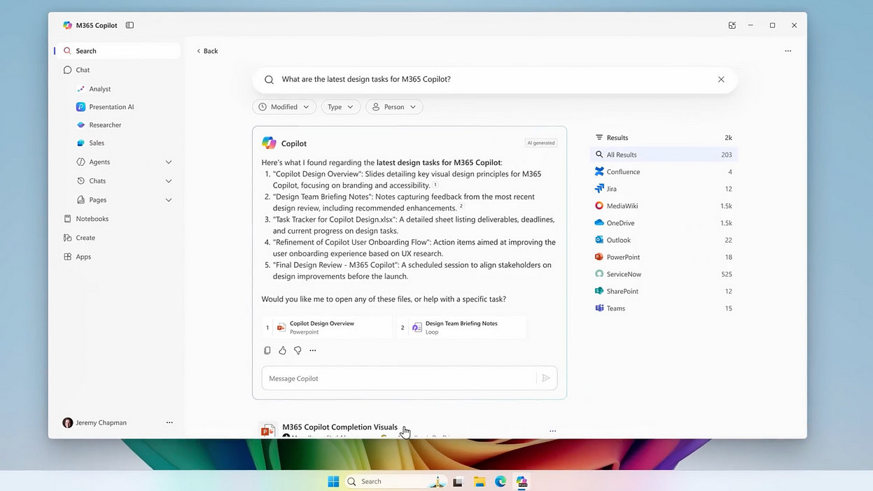 Microsoft 365 Copilot improved search