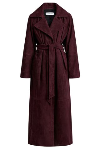 Nour Hammour althea Belted Suede Coat