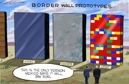 Political Cartoon U.S. Trump Mexico wall immigration