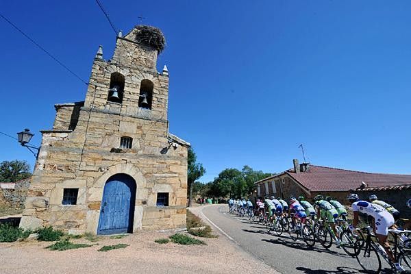 The riders pass some Spanish ruins.