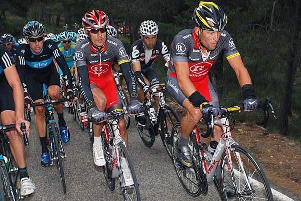 Lance Armstrong (RadioShack) races in the bunch