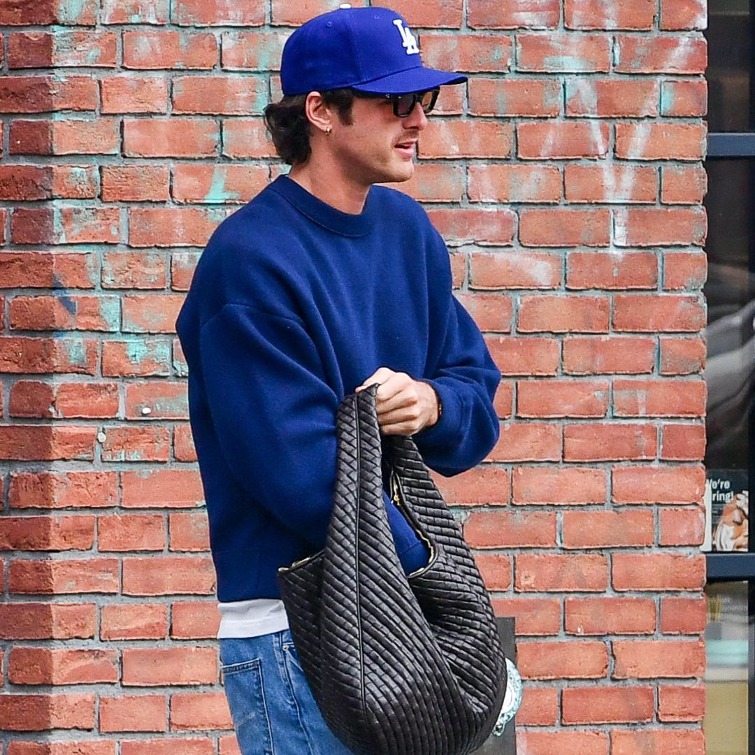 Jacob Elordi was spotted wearing bright red Nike x Jacquemus Moon sneakers and a Bottega Veneta bag